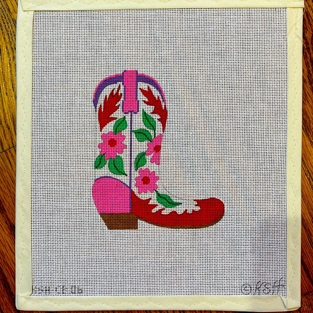Needlepoint Canvas 18 mesh by KSH-Cowboy Boot